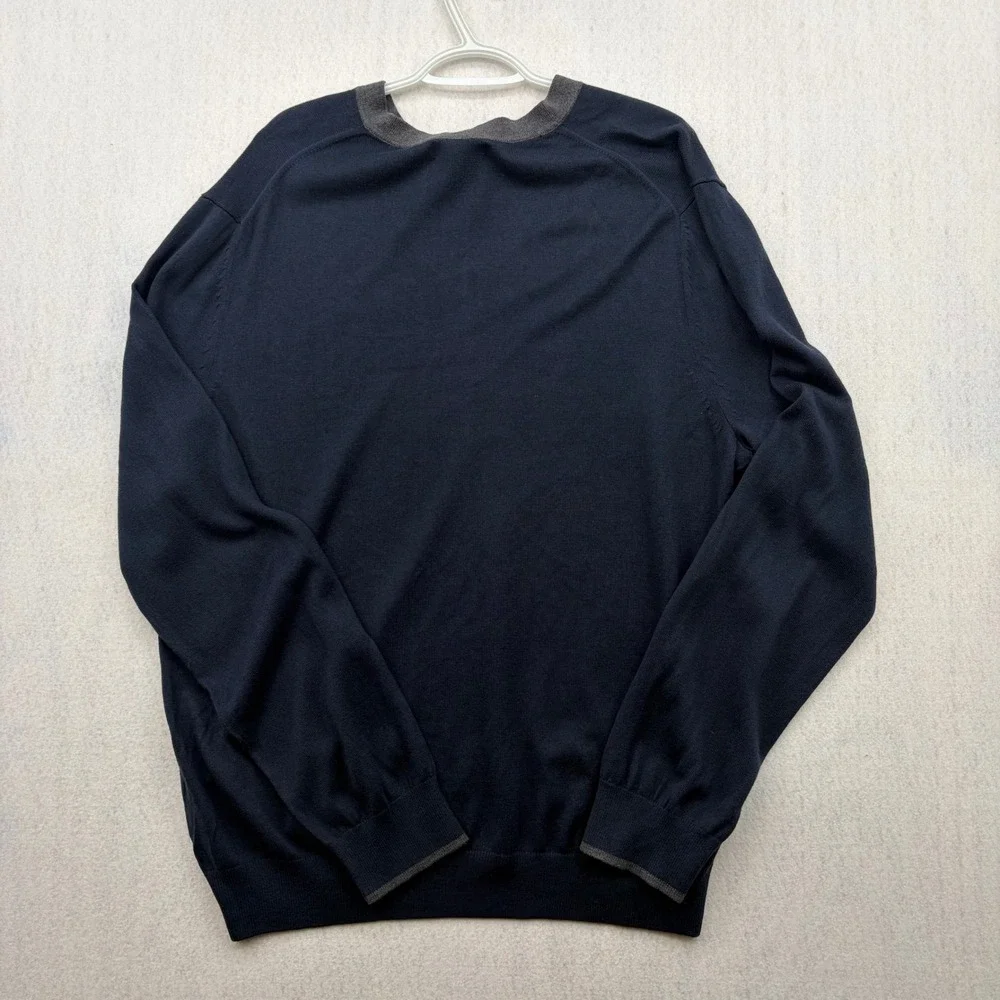 Banana Republic Men XL Navy Blue Silk Cotton Cashmere V-Neck Sweater 606323-01-1